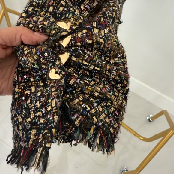 Cinq a Sept Khloe Tweed Blazer Multi Colored Heart Buttons Size 6 - Picture 10 of 15